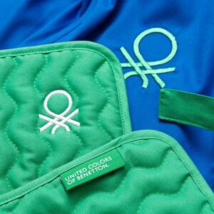 United Colors of Benetton Sada 3 kusov - zástera a 2 podložky pod hrnce Benetton Rainbow / modrá, zelená / 100% bavlna