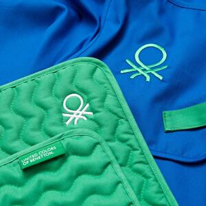 United Colors of Benetton Sada 3 kusov - zástera a 2 podložky pod hrnce Benetton Rainbow / modrá, zelená / 100% bavlna