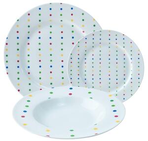 18-dielna porcelánová súprava riadu United Colors of Benetton / Ø 20 cm / Ø 22 cm / Ø 27 cm / porcelán / biela s bodkami