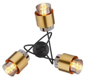 Globo 15560-3D - Prisadený luster MILLEY 3xE27/40W/230V čierna/mosadz