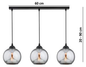 Brilagi - Luster na lankách DIOR 3xE27/60W/230V čierna/dymová sivá