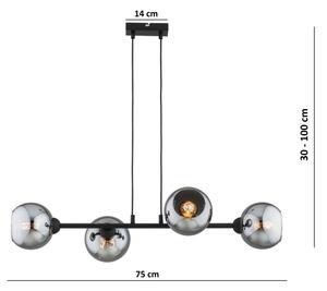 Brilagi - Závesný luster na lanku DIOR 4xE27/60W/230V čierna/dymová sivá