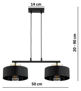 Brilagi - Závesný luster na lanku SPRING 2xE27/60W/230V čierna/zlatá