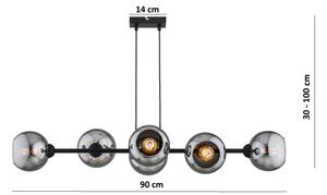 Brilagi - Závesné svietidlo na lanku DIOR 6xE27/60W/230V čierna/dymová šedá