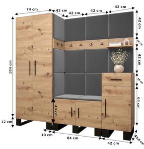 Predsieňová zostava RUMIE 1 - dub artisan, mätové panely
