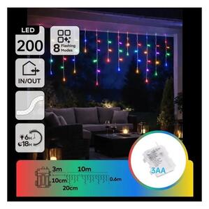 Aigostar - LED Vonkajšia vianočná reťaz 200xLED/8 funkcií 3xAA 13x06m IP44 viacfarebná
