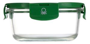 United Colors of Benetton Borosilikátové sklo na potraviny s viečkom / 840 ml / okrúhle / zelené viečko / transparentné