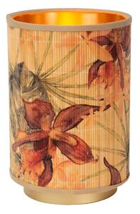 LUCIDE 10515/01/99 TANSELLE stolná lampička V220mm 1xE14 mosadzná, béžová s farebnou potlačou