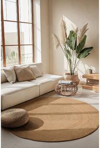 Obojstranný jutový okrúhly koberec v prírodnej farbe ø 100 cm Braided Gold – Hanse Home