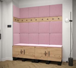 Predsieňová zostava RUMIE 12 - dub artisan, ružové panely