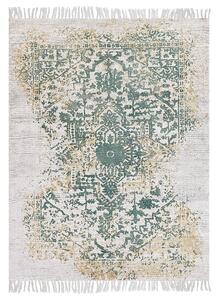 Koberec béžový a zelený viskózový 160 x 230 cm orientálny vzor vintage dizajn obývacia izba spálňa