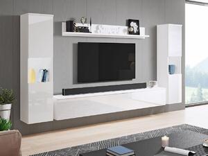 Moderná obývacia stena ROSALIO XL - lesklá biela / biela