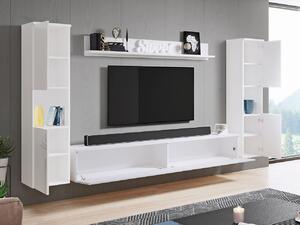 Moderná obývacia stena ROSALIO XL - lesklá biela / biela
