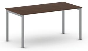 Stôl PRIMO SQUARE so sivostriebornou podnožou 1600 x 800 x 750 mm, orech