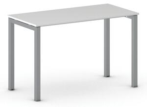 Stôl PRIMO SQUARE so sivostriebornou podnožou 1200 x 600 x 750 mm, biela
