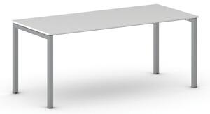 Rokovací kancelársky stôl PRIMO SQUARE, 180x80 cm, sivostrieborná podnož, biela