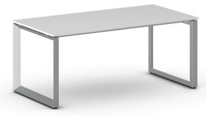 Kancelársky stôl PRIMO INSPIRE, 180x90 cm, sivostrieborná podnož, biela