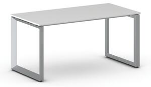 Kancelársky stôl PRIMO INSPIRE, sivostrieborná podnož, 1600 x 800 mm, biela