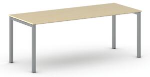 Rokovací kancelársky stôl PRIMO SQUARE, 200x80 cm, sivostrieborná podnož, breza
