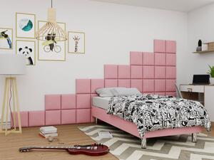 Čalúnená jednolôžková posteľ 80x200 NECHLIN 2 - ružová + panely 30x30 cm ZDARMA