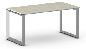 Kancelársky stôl PRIMO INSPIRE, sivostrieborná podnož, 1600 x 800 mm, dub prírodný