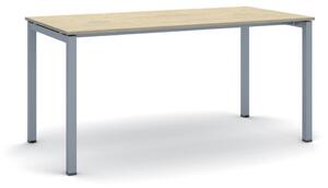 Stôl PRIMO SQUARE so sivostriebornou podnožou 1600 x 800 x 750 mm, dub prírodný
