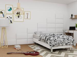 Čalúnená jednolôžková posteľ 80x200 NECHLIN 2 - biela eko koža + panely 60x30 cm ZDARMA