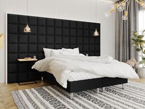 Čalúnená manželská posteľ 140x200 NECHLIN 2 - čierna eko koža + panely 30x30 cm ZDARMA