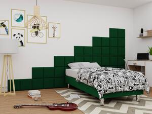 Čalúnená jednolôžková posteľ 80x200 NECHLIN 2 - zelená + panely 30x30 cm ZDARMA