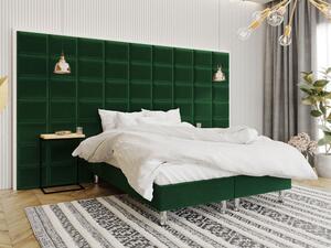Čalúnená manželská posteľ 160x200 NECHLIN 2 - zelená + panely 40x30 cm ZDARMA