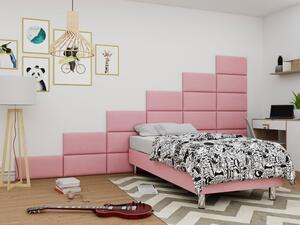 Čalúnená jednolôžková posteľ 90x200 NECHLIN 2 - ružová + panely 60x30 cm ZDARMA