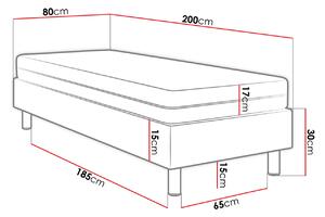 Čalúnená jednolôžková posteľ 80x200 NECHLIN 2 - mentolová + panely 60x30 cm ZDARMA
