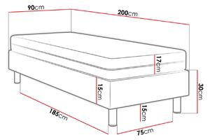 Čalúnená jednolôžková posteľ 90x200 NECHLIN 2 - mentolová + panely 60x30 cm ZDARMA