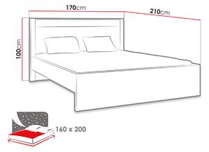 Manželská posteľ s roštom a LED osvetlením 160x200 CHALAPATA - jaseň tmavý