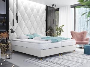 Manželská čalúnená posteľ s matracom 140x200 NECHLIN 5 - biela eko koža