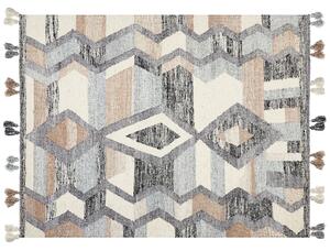 Kelímový koberec viacfarebný vlna a bavlna 160 x 230 cm ručne tkaný vzor boho patchwork so strapcami