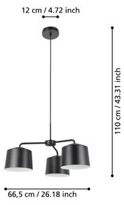 Eglo 900446 - Luster na lanku CAGUANES 3xE27/40W/230V