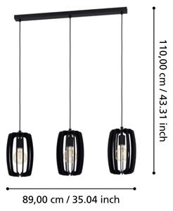 Eglo 900505 - Luster na lanku BAJAZZARA 3xE27/40W/230V čierna