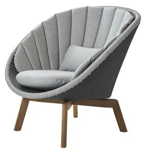 Cane-line Nízke kreslo Peacock, Cane-line, 91x93x87 cm, nohy teak, rám hliník, výplet umelý ratan farba grey/light grey, bez podušiek