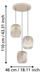 Eglo 900687 - Luster na lanku ROMAZZINA 3xE27/40W/230V béžová