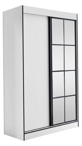 Šatníková skriňa so zrkadlom 120 cm HONG 2 - biela / čierna