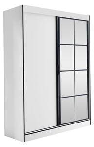 Šatníková skriňa so zrkadlom 150 cm HONG 2 - biela / čierna