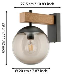 Eglo 900671 -Vonkajšie nástenné svietidlo BUFALATA 1xE27/40W/230V čierna/drevo IP44