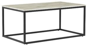 Konferenčný stolík béžový mramorový efekt čierne kovové nohy 100 x 60 cm obdĺžnikový industriálny glamour dizajn