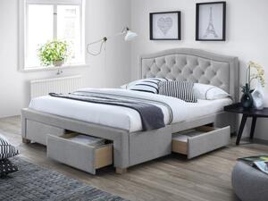 Čalúnená manželská posteľ OKSANA - 180x200 cm, šedá