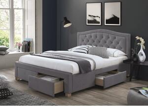 Čalúnená manželská posteľ OKSANA - 160x200 cm, šedá 2