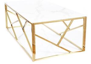 Dizajnový konferenčný stolík PIM 2 - biely mramor / zlatý