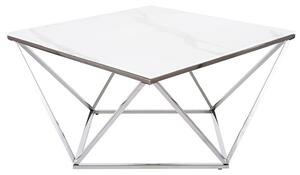 Dizajnový konferenčný stolík SULO - biely mramor / oceľový