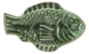 Kameninový tanierik v tvare ryby Dark Green