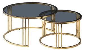 Set konferenčných stolíkov VENDEL - sklo / zlatý